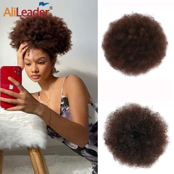 10Inch Sintetinių Afro Sluoksniuotos Plaukų Bun Raišteliu surišti į arklio Plaukų Extra Large Trumpas Afro Kinkys Garbanotas Afro Bun Pratęsimo Hairpieces
