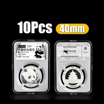 10vnt Monetos Plokštė Ekranas Turėtojas Saugojimo 40mm, Kinijos Panda Sidabro Moneta, 1 Oz Monetos su Etiketės, Lipdukai