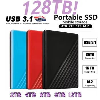 128TB Originalus Didelės spartos 1 TB SSD Nešiojamų Išorinio Kietojo Kietąjį Diską USB3.0 Sąsaja HDD Mobile Kietasis Diskas Laptop/mac