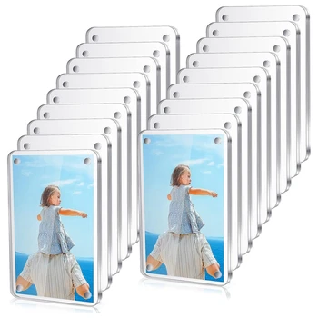 18 Vnt Polaroid Kadras Mini Dvipusis Šaldytuvas Magnetas Nuotraukų Rėmelį, Aišku, Frameless Ekrano Rėmelį