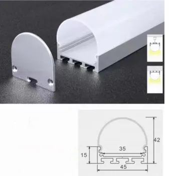 1m/vnt 45x42mm 3 pusių, skleidžiantys nepriklausomo anoduoto laikiklis led šviesos juostelės aliuminio profilis su pieno dangtelį ir priedai