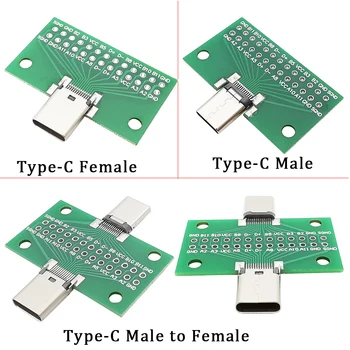 1Pcs USB 3.1 Tipas-C Male Female Jungtis C Tipo 24P 2.54 mm USB 3.1 Bandymo PCB Lenta Adapteris, Skirtas Duomenų Eilutė Viela Perdavimas