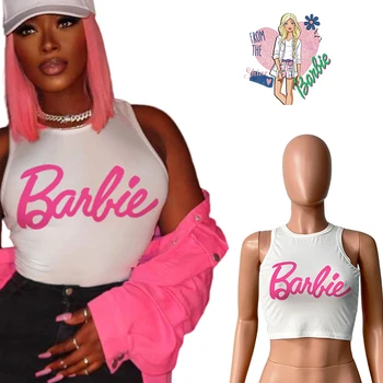 2023 Barbie Ponios Rankovių Viršūnes Minkštas Slim Fit Y2K Mergaičių Vasaros Undershirt Mada Moterims Seksualus Vest Apvalios Kaklo Drabužius Dovanos