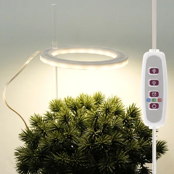 20LED Angelas Žiedas LED Augalų Šviesos Pilno Spektro šviesos srautą galima reguliuoti Augalų Šviesos Jungiklis Laikmatis Patalpų Hydroponic Sodo Augalų Augimo Lempos