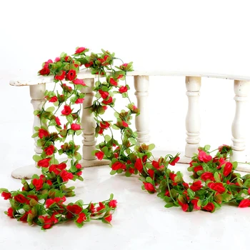 230cm Rožės Dirbtinio Šilko Gėlių Ivy Užsodintos Žaliosios Girliandą Namų Vestuvių Sodas Kalėdų Filialas Apdailos Sienos Kabo Rotango