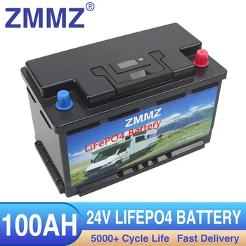24V 100AH LiFePO4 Baterija įmontuota BMS Ličio Geležies Fosfato Ląstelių 5000+ Ciklų RV Stovyklautojai Golfo Krepšelį Saulės Saugojimo + Kroviklis