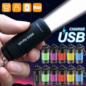 3/1pcs LED Mini Torch Light USB Įkraunamas Žibintuvėlis Lauko Vandeniui Keychain Žibintus dega Pėsčiųjų, Kempingas Apšvietimas