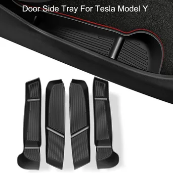 4Pcs Automobilių Durų Pusėje Laikymo Dėžutė Tesla Modelis 3 Modelis Y 2022 Vidaus Durų Rankena Organizatorius Dėklas Tesla Model Y 2023 Priedai