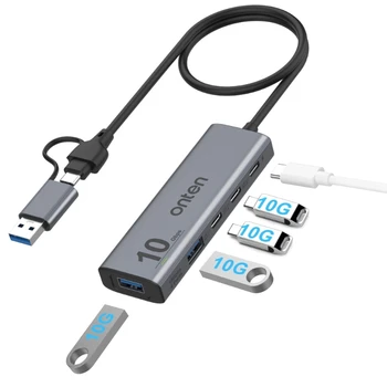 5Ports USB C Tipo Centru, Nešiojamojo kompiuterio, Didelės Spartos Duomenų Perdavimo Aliuminio Lydinys