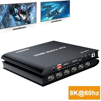 8K HDMI Matricos 4X2 Hdmi Jungiklis 4K 120Hz HDR HDCP 2.3 HDMI Splitter 4 2 Iš Dvejopo Ekrano ir PS4 TV Box KOMPIUTERIO Į HDTV Projektorius