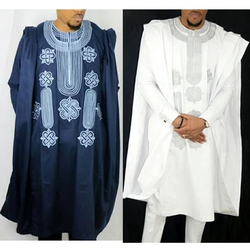 afrikos tradicinių drabužių vyrams dashiki afrikos drabužių komplektus, marškinėliai, kelnės, kostiumai 3 gabalus nustatyti Plius Dydis Išsiuvinėti Rūbeliai