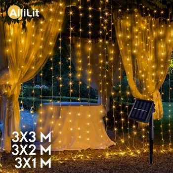 AlliLit LED Saulės Žibintai, Lauko Pavėsinė Užuolaidų Pasakų Lempos Vandeniui Šalis, Sodo Kieme Girlianda Kalėdinė Dekoracija