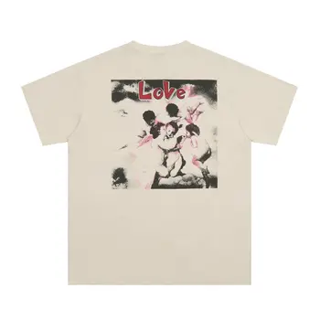 American retro gatvės hip-hop ' meilė spausdinti marškinėliai moteriška Harajuku hip-hop prarasti atsitiktinis trumparankoviai pora street wear