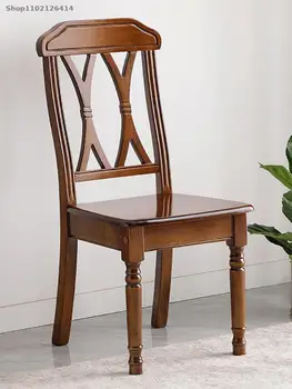 Amerikos visus medžio masyvo kėdė laisvalaikio kėdė, kėdės atlošas namų kėdžių, stalas, kėdė Europos retro restoranas atlošas yra aptraukti oda