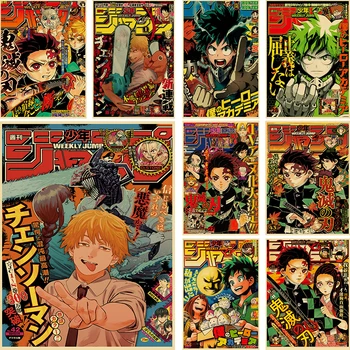 Anime Plakatai Ataka Titan/Death Note/Demon Slayer/Džiudžiutsu Kaisen Manga Estetinės Plakatas Namo Kambaryje Dažymo Sienų Lipdukai