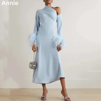 Annie Prabangus Plunksnos Prom Dresses Šviesiai Mėlyna Vestidos De Fiesta Elegantes Para Mujer 2023 Formalių Kartų فساتين السهرة