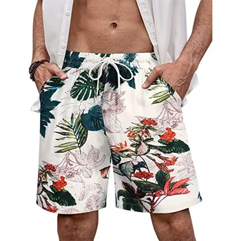 Atostogos havajuose Paplūdimio Šortai Vyrams, Atsitiktinis Trumpas Kelnes 3D Atspausdintas Gėlių Elastingas Tvarstis Valdybos Šortai Ziajać maudymosi kostiumėlį Plaukti Lagaminai
