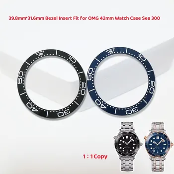 Aukštos Kokybės Stiliaus Laikrodžių Priedai, Keraminiai 39,8 mm Black Bezel Blue Įterpti 60 Min Žiedas Tinka Omega 42mm Atveju Jūros 300 Žiūrėti