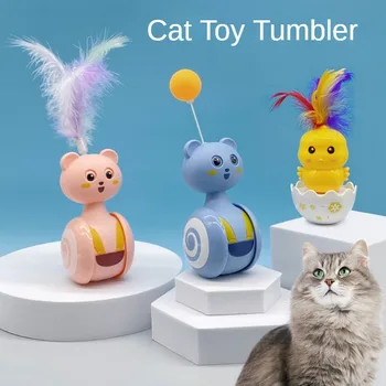 Automatinis Sūpynės Katė Žaislas, Juokingi Balansas Automobilių, Interaktyvus Kačiukas Vejasi Žaislas su Plunksnų Kamuolys, Kačių Reikmenys