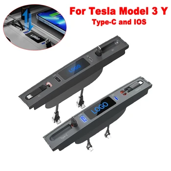 Automobilinis USB Perstūmimo Centru Tesla Model 3 Y Priedai 27W PD USB Greito Įkrovimo Docking Station Konsolė Adapterio Tipas-C
