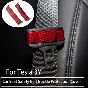Automobilio Sėdynės Saugos Diržo Sagtis Apsaugos Dangtelis Tesla Model 3 Y Nekilnojamojo Anglies Pluošto Lipdukas 2vnt Apdailos Priedai 2017-2023