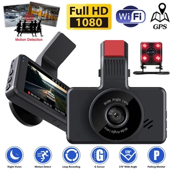 Automobilių DVR WiFi Brūkšnys Kamera Full HD 1080P Transporto priemonių Galinio vaizdo Kamera Vaizdo įrašymo Black Box Auto Dashcam GPS Logger Automobilių Reikmenys