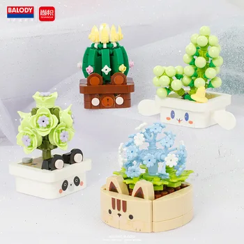 BALODY Augalų Žaislai Užliejimo Duomenys Blokai Sumontuoti 3D Amžinąjį Gėlių Kelnes Modelis Mini Plytų Dekoras Žaislai Kalėdų Dovana