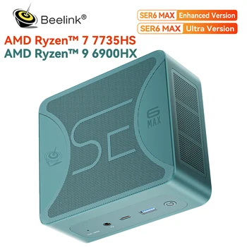 Beelink SER6 Max AMD Ryzen 9 6900HX MINI PC AMD Ryzen 7 7735HS DDR5 16GB 500GB SSD WIFI6 BT5.2 Darbalaukio MINI PC Gamer Kompiuteris