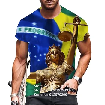 BIANYILONG prekės vasaros T-shirt retro Brazilijos vėliava 3d hip-hop vyrų ir moterų atsitiktinis apvalios kaklo trumparankoviai sportas
