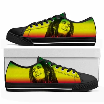 Bob Marley Reggae Rasta Mažai Top Aukštos Kokybės Sportbačiai Vyrai Moterų Paauglys Drobės Sneaker Dainininkas Atsitiktinis Pora Batų Užsakymą Batų