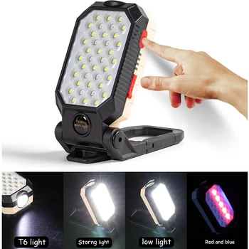 COB Darbą Šviesos Portable LED Žibintuvėlis Kolonėlė, USB Įkrovimo Vandeniui Kempingas Žibintų Magnetas Dizainas Su Energijos Ekranas