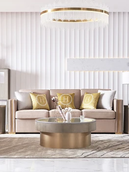 Custom Hepburn Amerikiečių stiliaus šviesos prabanga mažas butas modernus, paprastas namų kambarį audinio sofa 3 žmonės