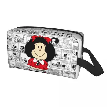 Custom Mafalda Animacinių Filmų Quino Komiksai Kelionės Kosmetikos Krepšys Moterims, Makiažas, Tualetinių Reikmenų Organizatorius Ponios Grožio Saugojimo Dopp Rinkinys