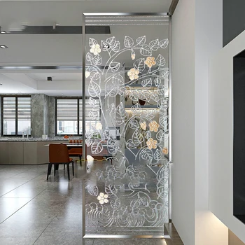 Dekoratyviniai stiklo pertvara ekrano modernus minimalistinio kambarį apdaila nerūdijančio plieno skiriamoji ekrano