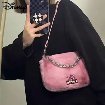 Disney Lotso Mielas Y 2k Pink Krepšys Kawaii Anime Grandinės Crossbody Krepšiai korėjos Stiliaus Ėrienos Pliušinis Pažasties Maišelį Tendencija Lolita Pečių Maišą