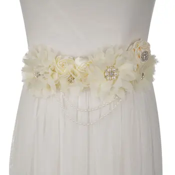 Dramblio kaulo Varčios Diržas su Gėlių Perlai, Cirkonio Vestuvių Nuotaka/Baby Shower Suknelė 2023