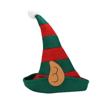 Dryžuotas Elf kepurė su Ausų Pompom Apdailos Elf Skrybėlę Įnoringas Maskuotis Šalis Priedai Dryžuotas Elf Suaugusiems Helovinas