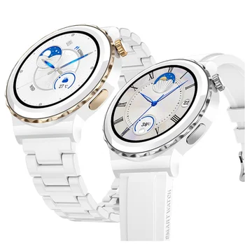 E23 Smart Watch Moteris su BT Skambučio karvės odos Plieno Dirželis 1.32 Colių HD Ekranas, Mados, Muzikos, Žaisti Gyvenimą Vandeniui Smartwatch