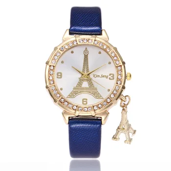 Elegantiška Prabanga Moteriškų Laikrodžių Mados Paryžiaus Eifelio Bokštas Moterų Žiūrėti Dirbtiniais Odos Kvarciniai Laikrodžiai Relogio Feminino Reloje Mujer