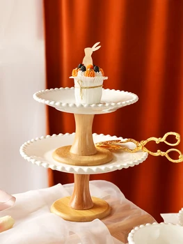 Europos Balta Meilė Plokštė Keramikos Tortas Stovo Namų Vaisių Desertas Pyragas Ekranas Lentelė Išskirtinį Namų Pusryčiai Salotų Lėkštės, Stalo Reikmenys