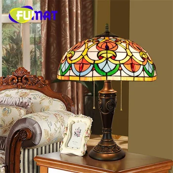 FUMAT Tiffany vitražas stalo lempos art deco gyvenamojo kambario, valgomojo, miegamojo lovos office lempos baras meno lempos retro stiliaus
