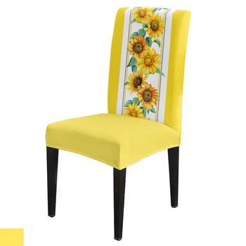 Geltona Akvarelė Saulėgrąžų Kėdė Padengti Virtuvės Sėdynės Valgomojo Kėdės Apima Ruožas Užvalkalai už Pokylių Namų Viešbutis