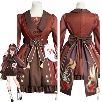 Genshin Poveikio Hutao Hu tao Cosplay Kostiumų Lolita Dress Kostiumai Helovyno Karnavalas Kostiumas