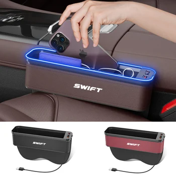Gm Automobilių Sėdynės Saugojimo Dėžutė su Atmosfera Šviesą Suzuki Swift Valymo Organizatorius USB Įkrovimo Priedai