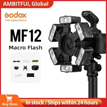 Godox MF12 MF12-K2 Makro Blykstės 2 Šviesos Rinkinys Mini Speedlite built-in Godox X Sistema TTL Flash + Spalvų Filtras Makro Nuotraukas