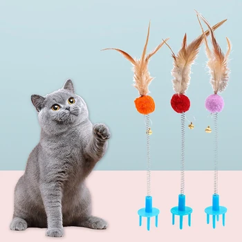 Handfree Katei Lazdelė su Bell Galinga Siurbimo Taurės Interaktyvūs Žaislai Katėms Kitten Medžioklės Naudotis Naminių Produktų