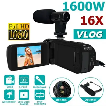 HD 1080P Skaitmeninė Vaizdo Kamera, vaizdo Kameros W/Mikrofonas Fotografijos 16 Mln Pikselių Profesinės Vlog Kamera Nešiojamų Dovana DV