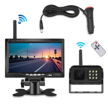 HD Wireless 7 Colių Automobilinis Monitorius Galinio vaizdo Atsargine Kamera Rinkinys, Skirtas Sunkvežimių, Autobusų RV Priekaba Naktinio Matymo Atvirkštinio Kit Auto Stovėjimo aikštelė