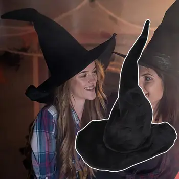 Helovinas Ragana Skrybėlės Juoda Raukšlės Wizard Hat Maskuotis Šalis Vaikams Suaugusių Moterų, Vyrų, Cosplay Rekvizitai Helovinas Kostiumas Acces N8M1