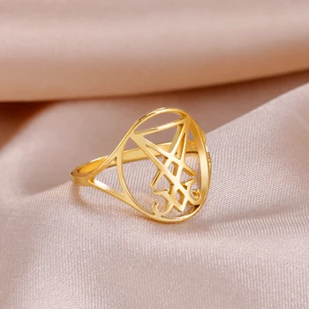 HIPEE Mados Tuščiaviduriai Geometrinis Apverstas Trikampis Apskrito Žiedai Kirto V Kablio Formos Nerūdijančio Plieno Žiedas Moterims, Papuošalai